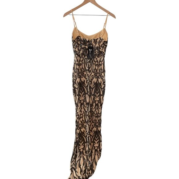 NWT Nude Dress with black sequin lace details Spaghetti Straps backless size S - Picture 12 of 13